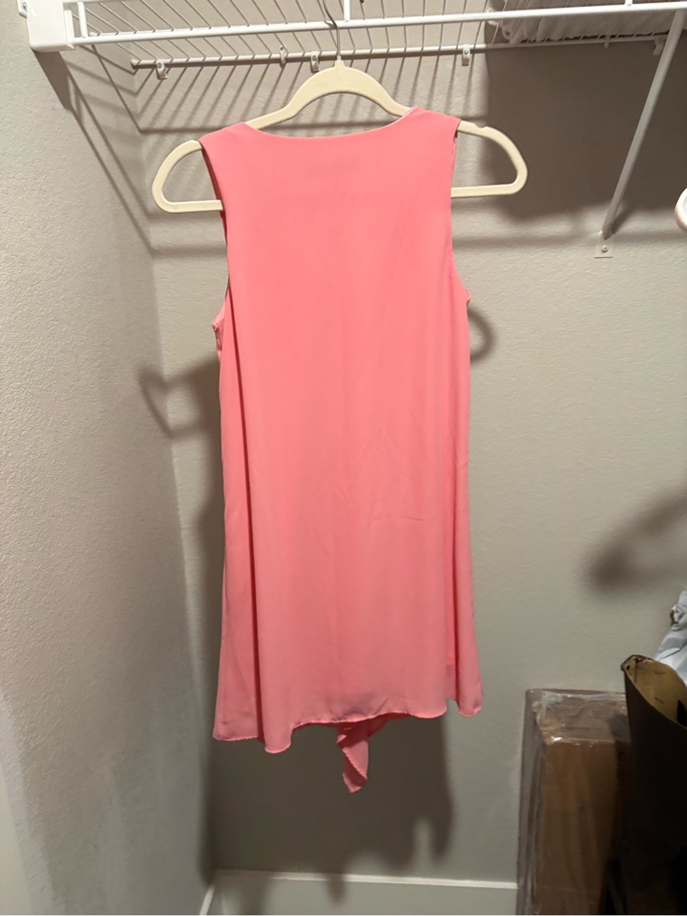 Sleeveless Asymmetrical V-Neck Dress in Coral - Picture 3 of 8
